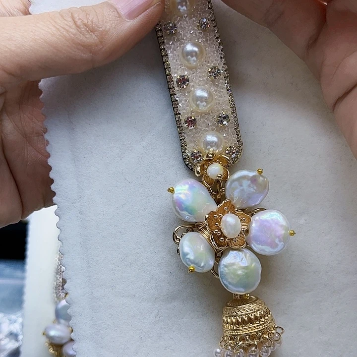 淡水珍珠颈饰银S925镶嵌