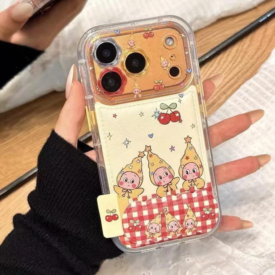 樱桃星星人支架适用iPhone17promax趣味苹果16手机壳可爱15卡通14