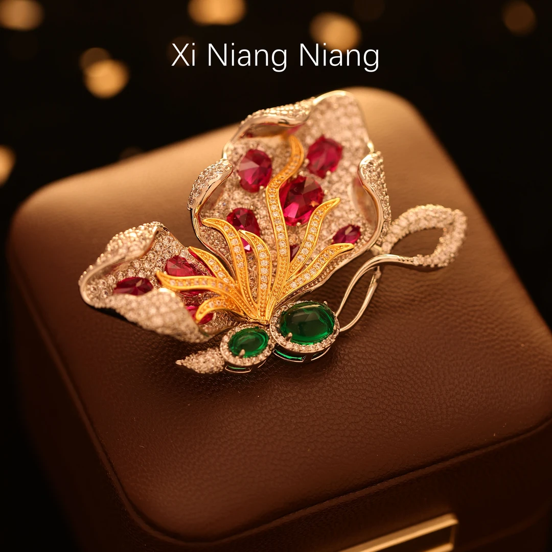 铜合金合成锆石胸针 澜七-星蒂(cindychao)设计师款蝴蝶胸针S2707