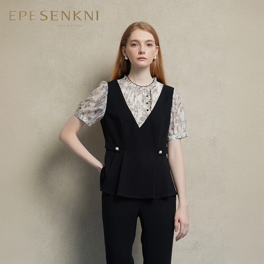 senkni/圣可尼显瘦假两件气质宫廷风拼接小衫S121112MD-81