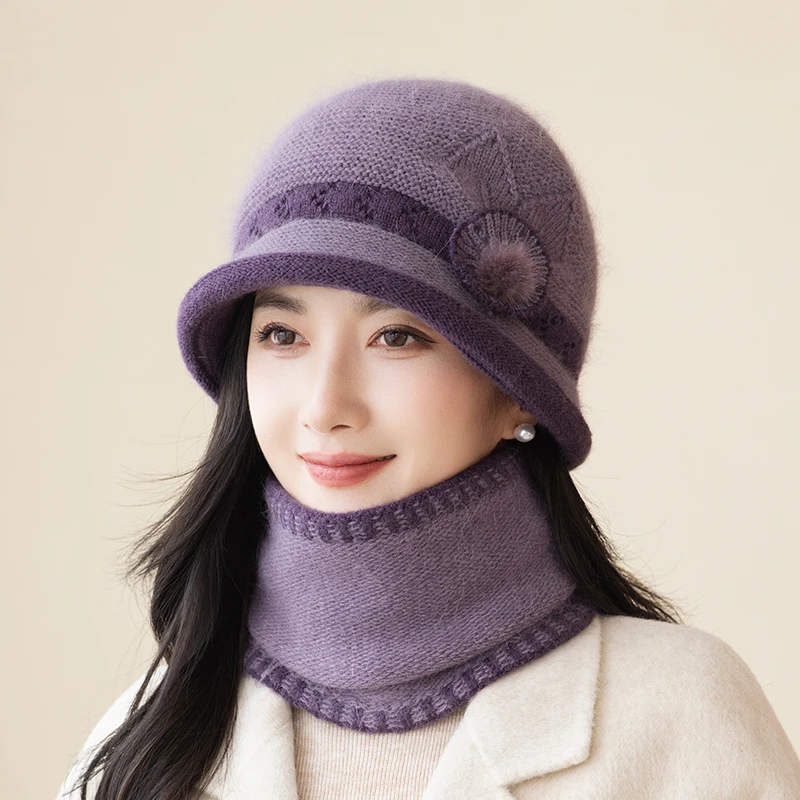 冬季防寒中老年人妈妈奶奶渔夫帽秋冬女士针织毛线帽加绒保暖盆帽