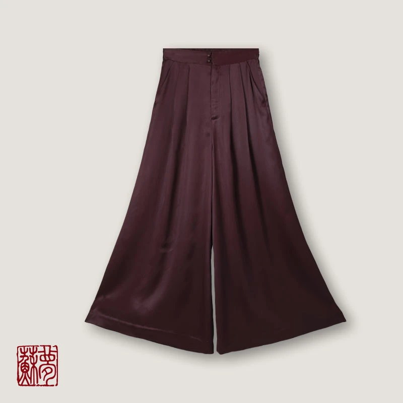 蘇夢【殿堂款】红云纱紫檀色重工阔腿裤王中式百搭实穿0107502
