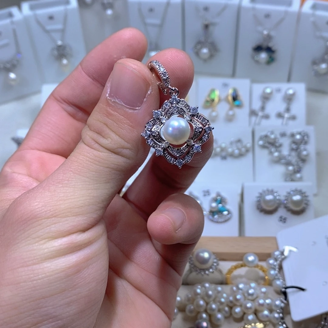 淡水珍珠耳坠银S925镶嵌