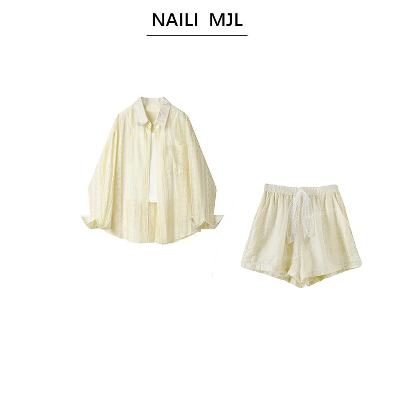 6月11日视频款【嘉鹅专属】肌理感宽松衬衫+吊带 短裤三件套4225