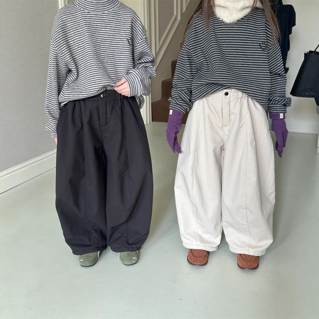 冬季新款韩版儿童加厚加绒保暖休闲裤男童女童百搭时尚萝卜裤潮