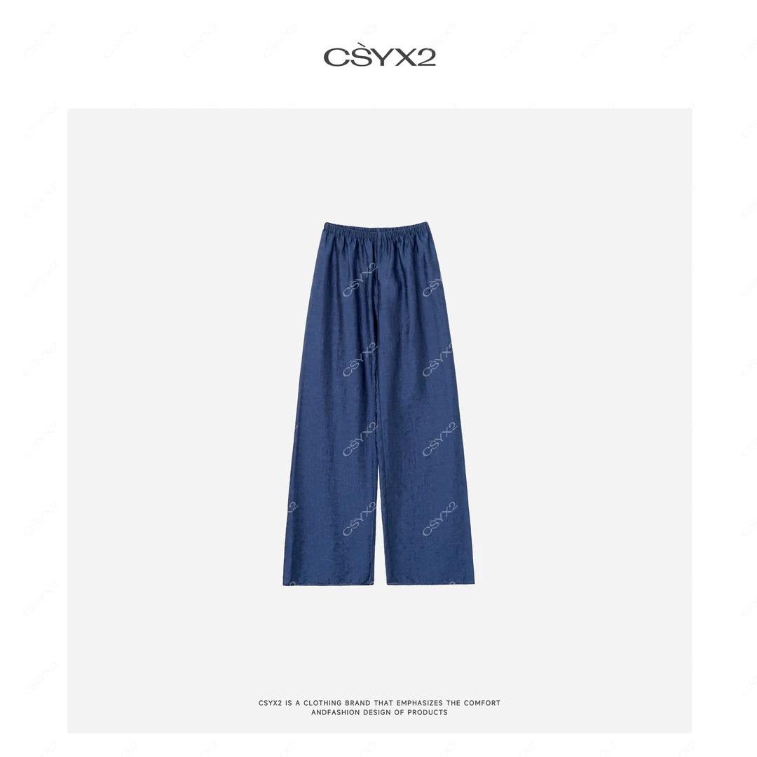 CsyX2-2025S/S早秋新款松紧腰薄款干枯玫瑰阔腿裤K20720