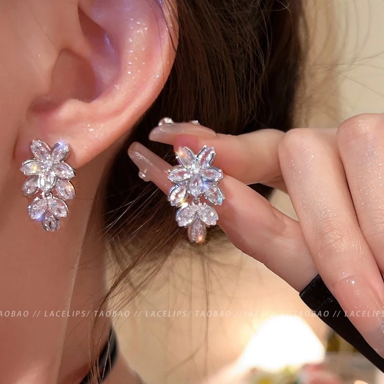 合金亚克力耳饰 夏时花璎~适合夏天花朵耳钉女2025新款感轻奢耳饰