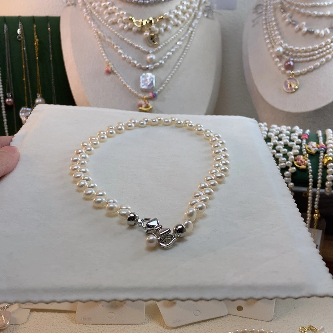 合金淡水珍珠蕾丝项链