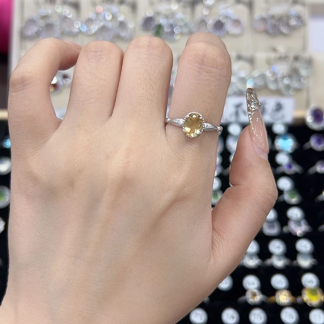 鱼****黄晶戒指银S925镶嵌