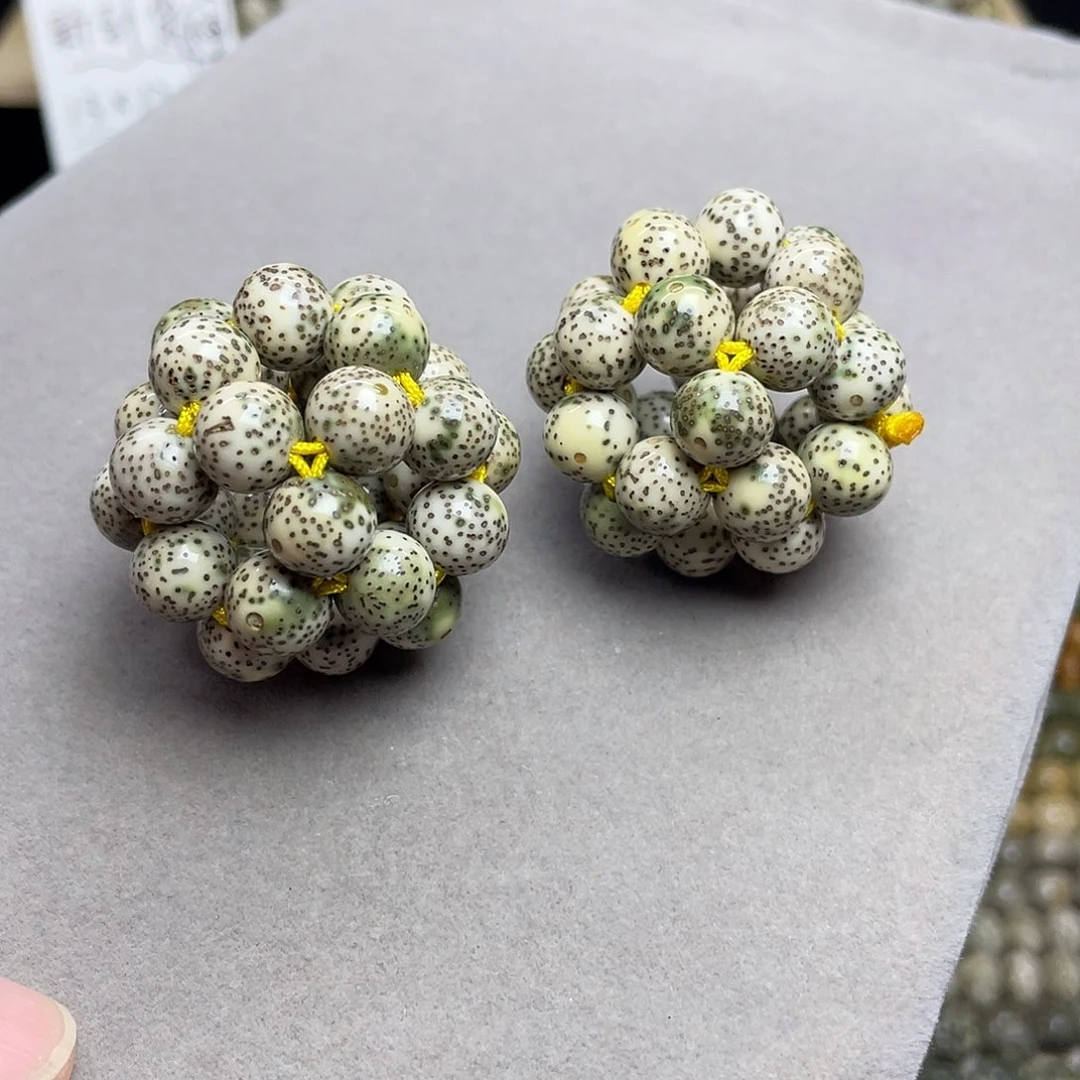 星月菩提吊坠10尺寸，一对圆球，青花瓷