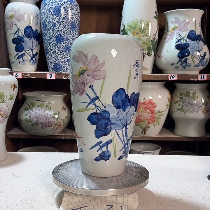 瓶大萝卜青花荷花新款陶瓷陶瓷