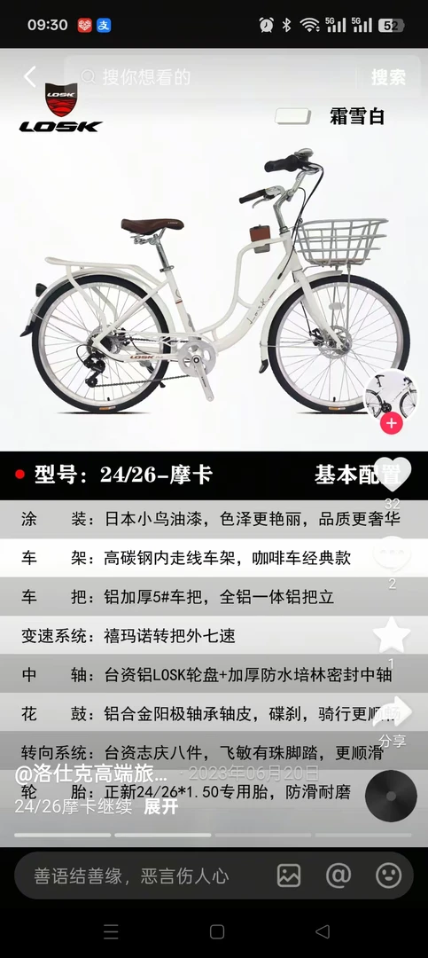 女士轻便复古24 - 26寸咖啡自行车城市通勤代步单车