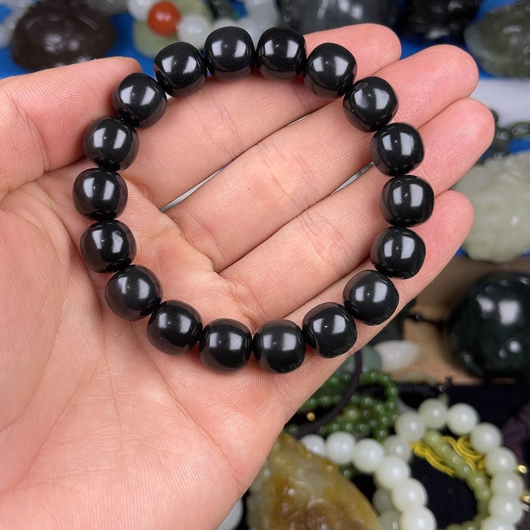 和田玉未镶嵌颈饰新疆和田玉黑青1.2老型