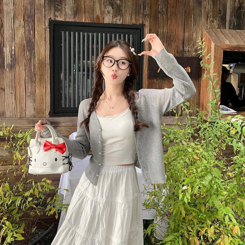 早秋轻薄开衫女配吊带裙2025年新款巨好看小外搭防晒针织外套上衣