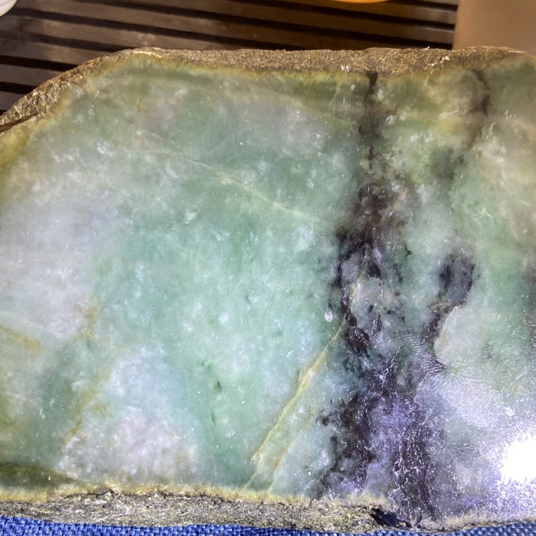 缅甸天然翡翠a货珠子手链料子卡13-15有底色种老有棉花