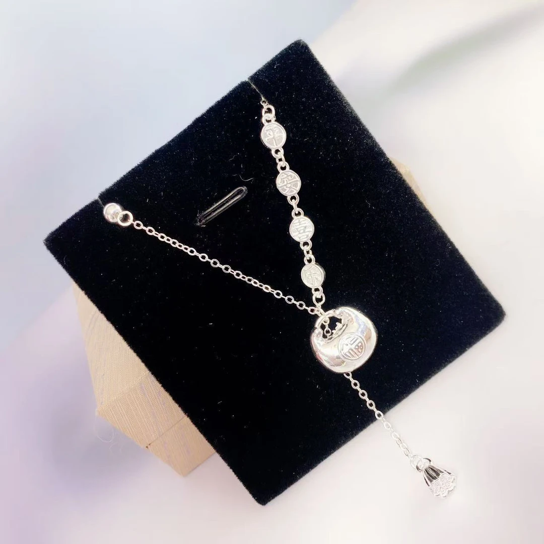 坠链均足银 银9999福袋小胖福项链新款轻奢小众首饰百搭气质素款