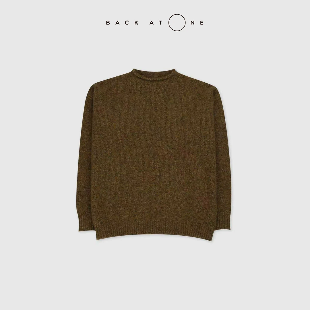 BACKATONE“梧桐金秋”康赛妮丝羊绒咖绿色针织衫 BFF-1AB514H-K
