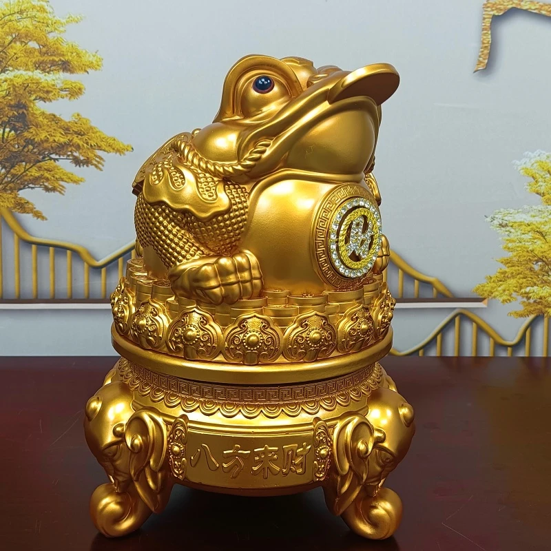 鎏金铜招财金蟾摆件工艺品客厅办公室前台装饰品神像开业礼品