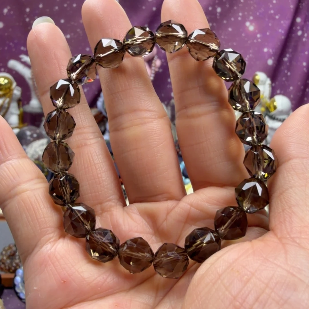 水晶未镶嵌手串茶晶钻切手串