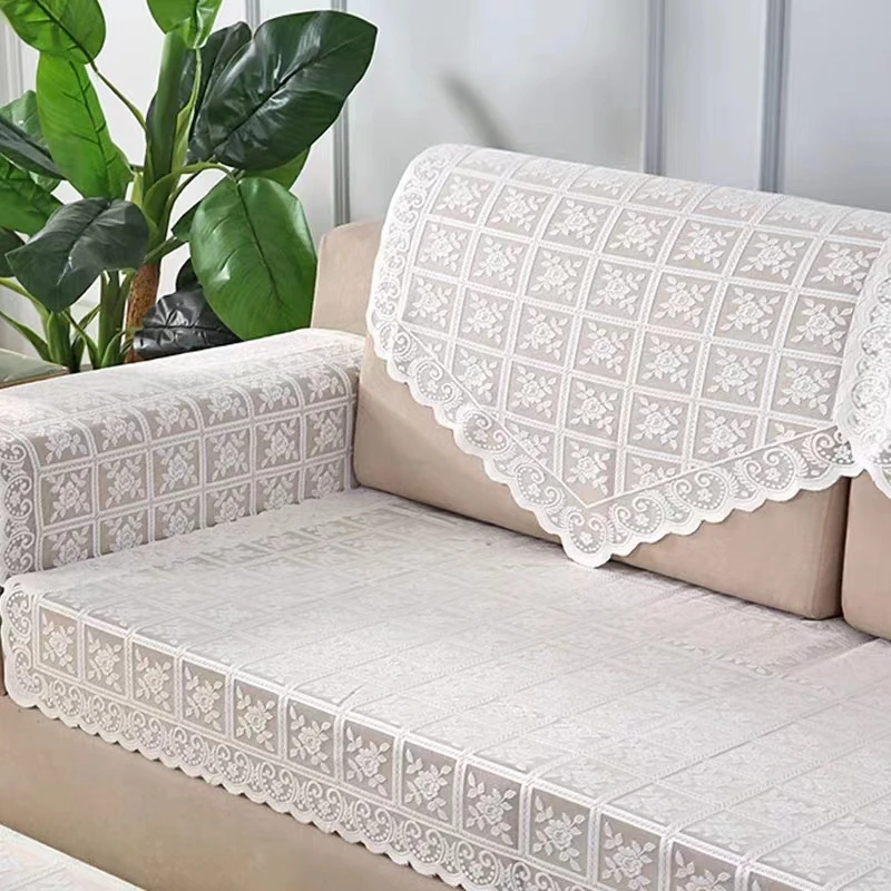 蕾丝沙发巾全盖布纱镂空三角沙发扶手连体靠背巾坐垫防尘防滑四季
