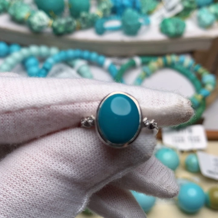 绿松石银S925镶嵌珠宝奇石10.5mm