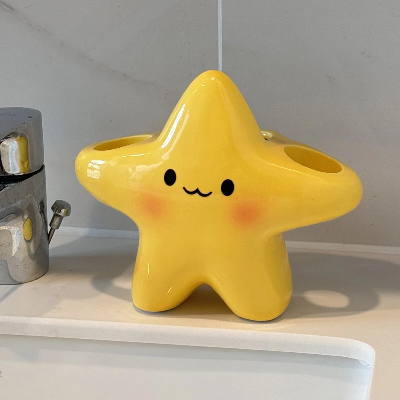 ONE 星星牙刷架卫生间牙具收纳筒手电动牙刷底座支架陶瓷置物架YF