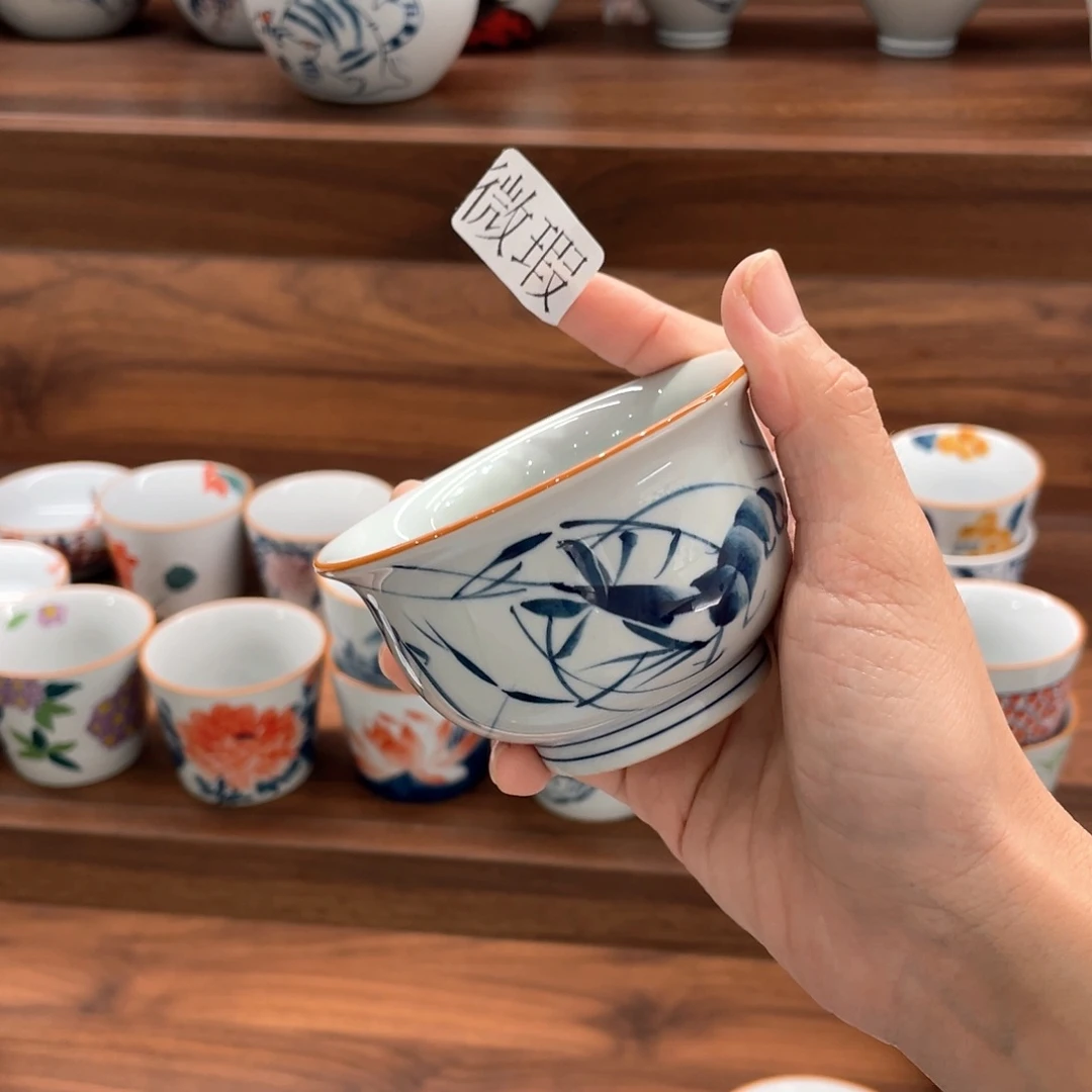 釉下手绘茶具微瑕