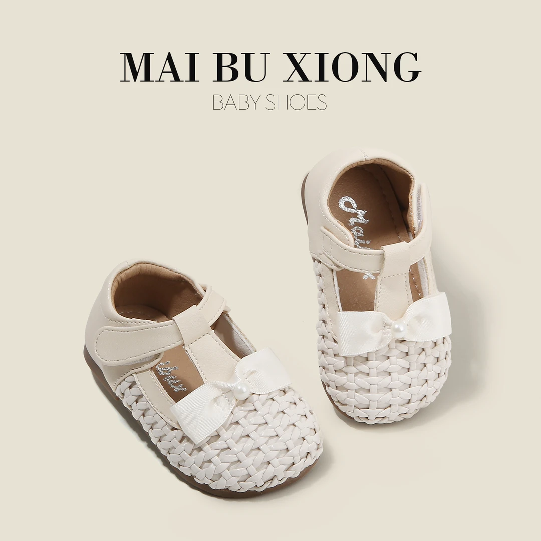 麦布熊小童学步鞋女宝宝公主鞋婴儿童女童单鞋秋季新款编织小皮鞋