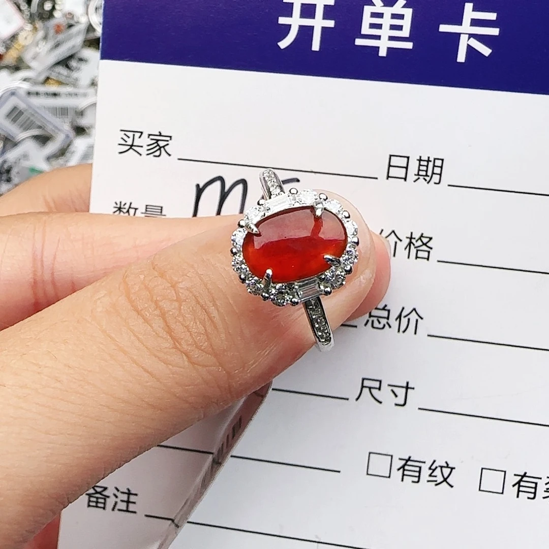 银S925镶嵌戒指翡翠戒指