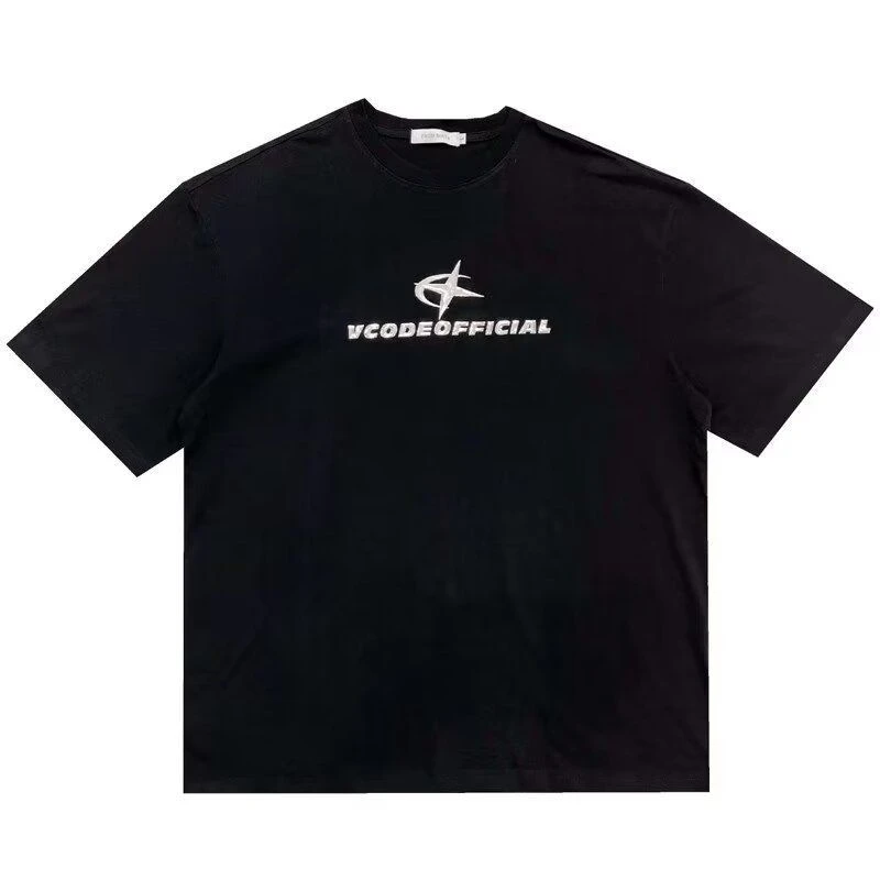 短袖t恤男潮牌夏季宽松五分袖2025年新款网红潮流ins简约印花上衣