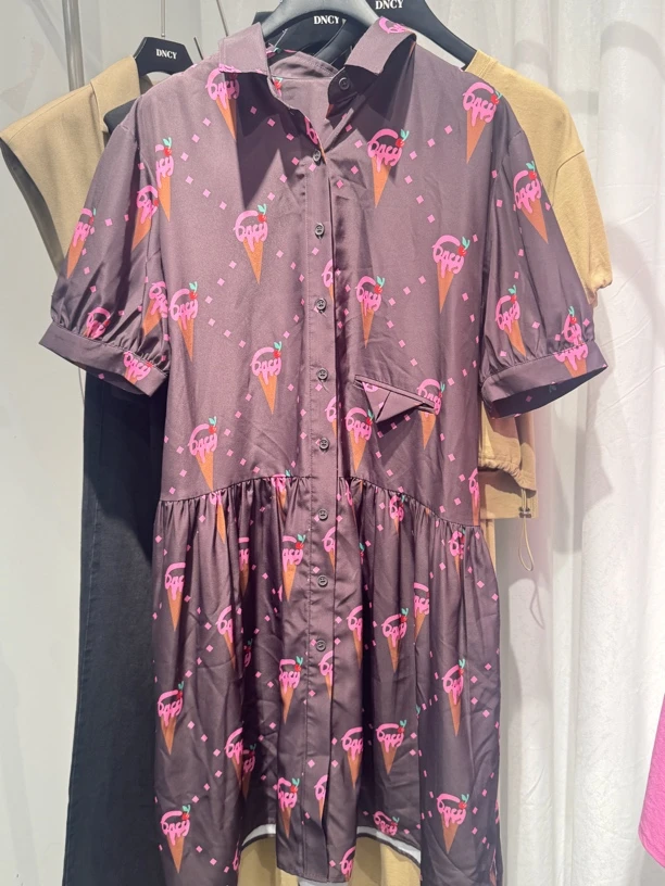 不褪色碎花中裙翻领夏季连衣裙睡裙气质潮流裙子长款显瘦