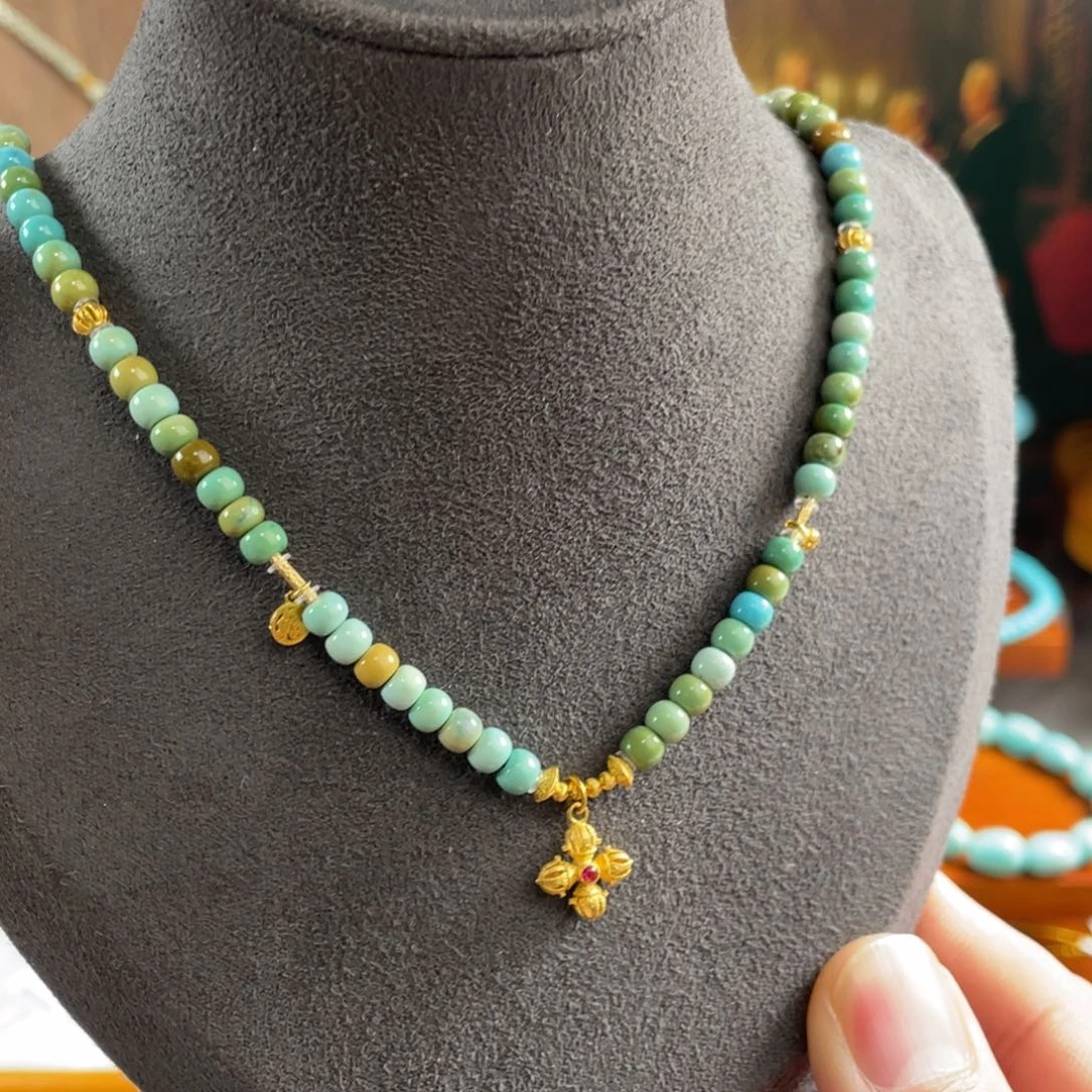 绿松石18K金镶嵌珠宝半成品18k项链