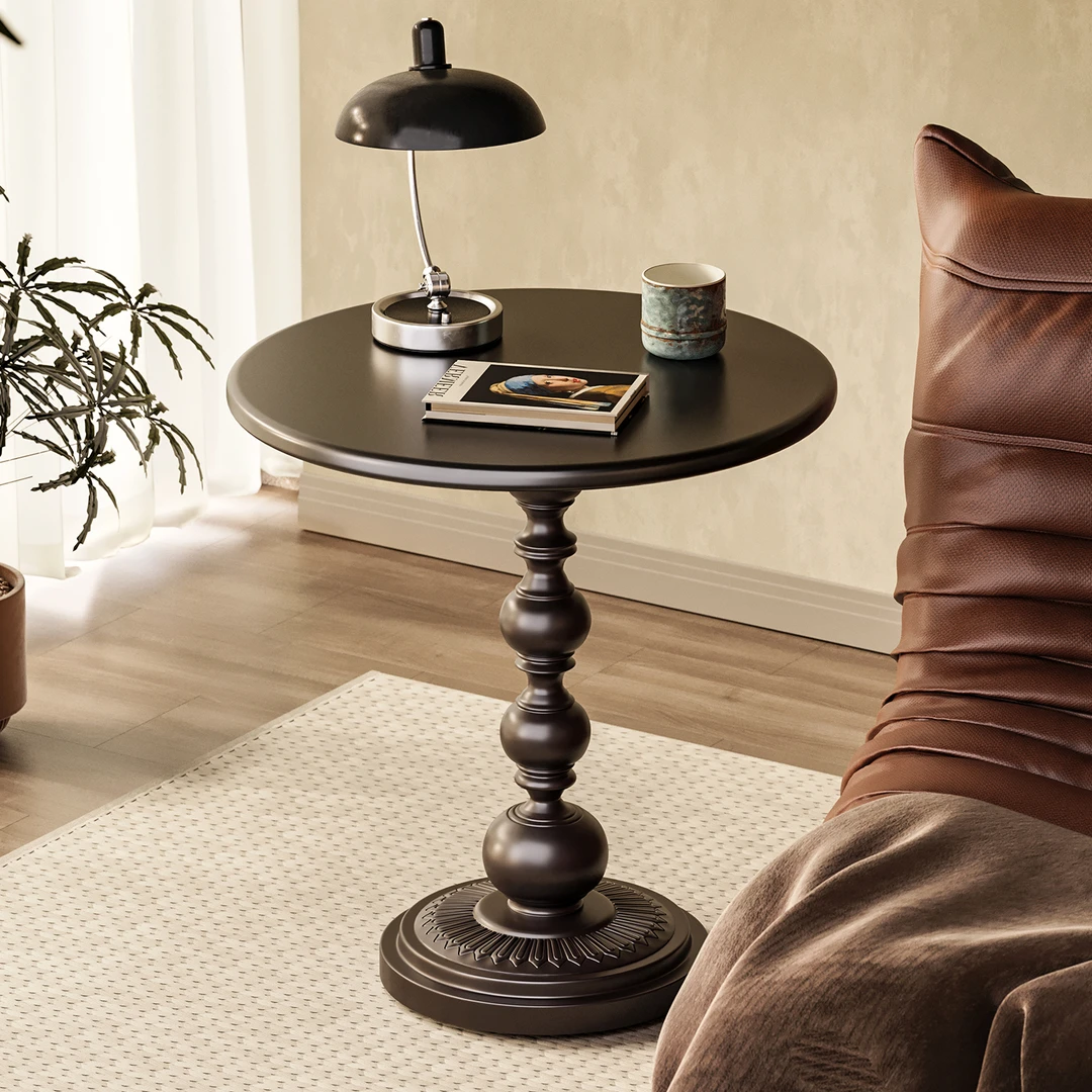 复古沙发边几客厅家用小茶几轻奢角几铁艺床头小边几阳台小圆桌子