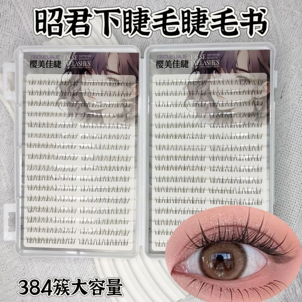 新款爆款仿真昭君下睫毛分段野猫大容量自然透明梗假睫毛睫毛书