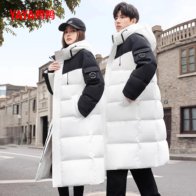 YAYA/鸭鸭羽绒服女长款时尚休闲情侣加厚保暖宽松外套YE4B019001D