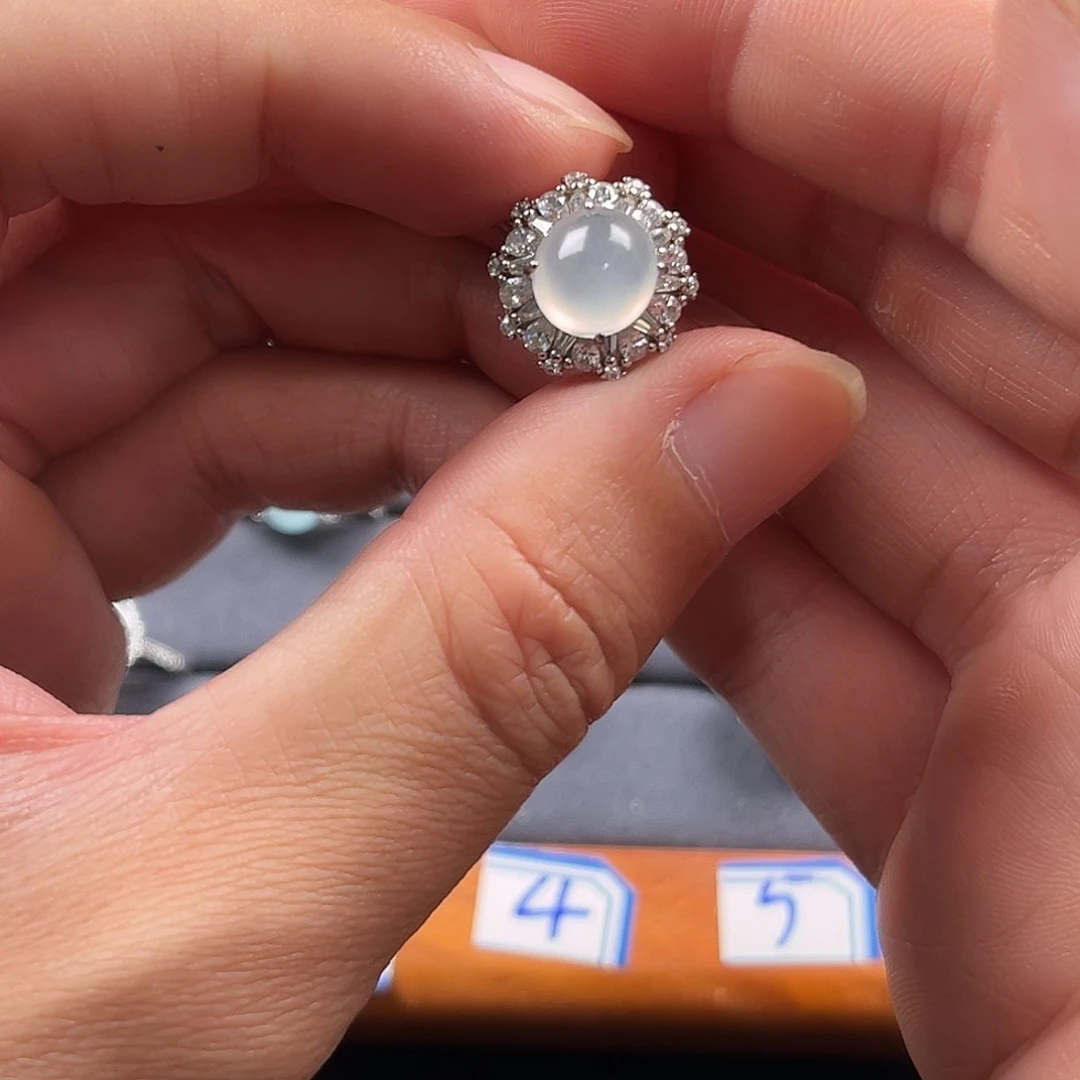 翡翠银S925镶嵌戒指缅甸A货翡翠