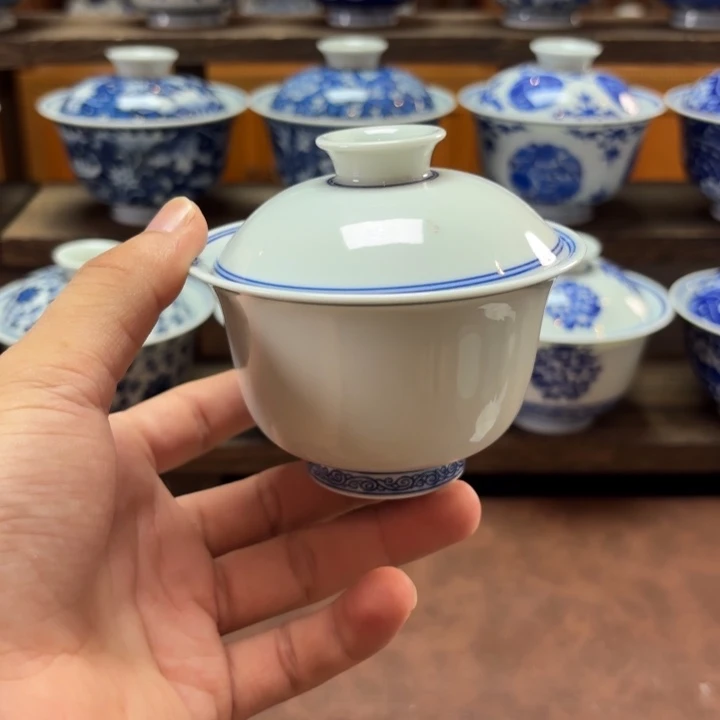 景德镇纯手工手绘盖碗容量120