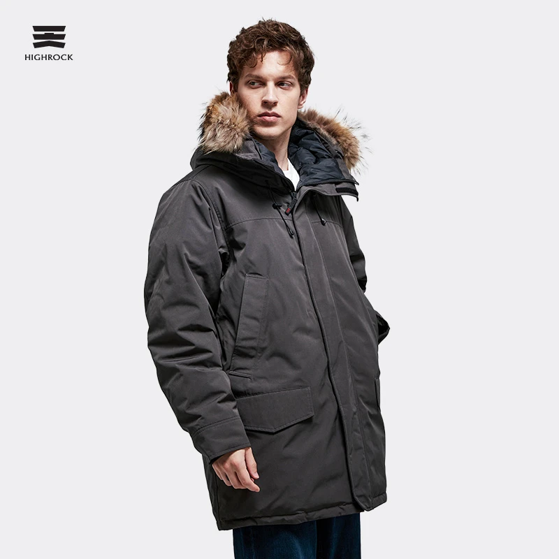 天石冬季鹅绒羽绒服加厚防风派克服男款中长款T123