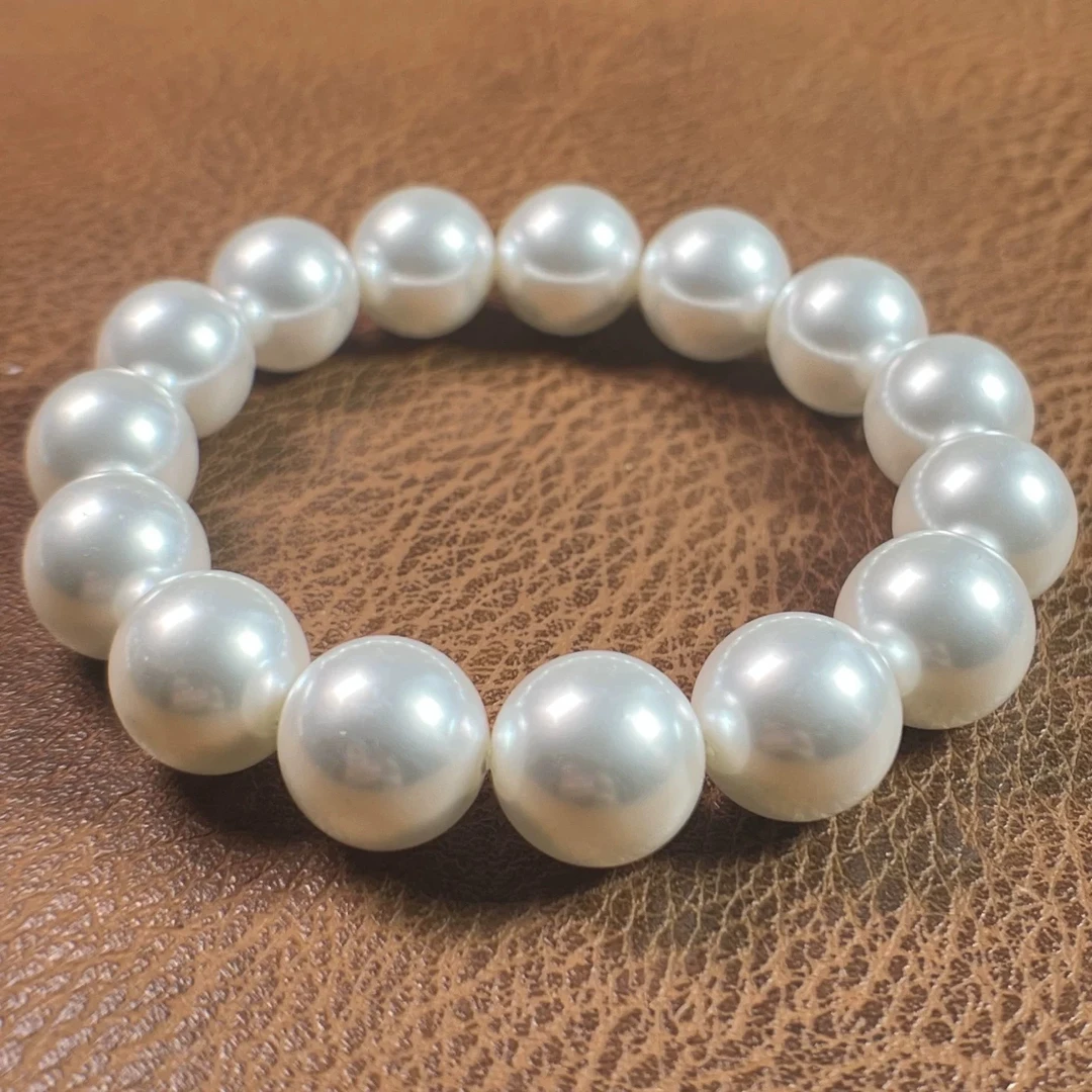 合金仿珍珠手链 月光白正圆手链10mm-12mm