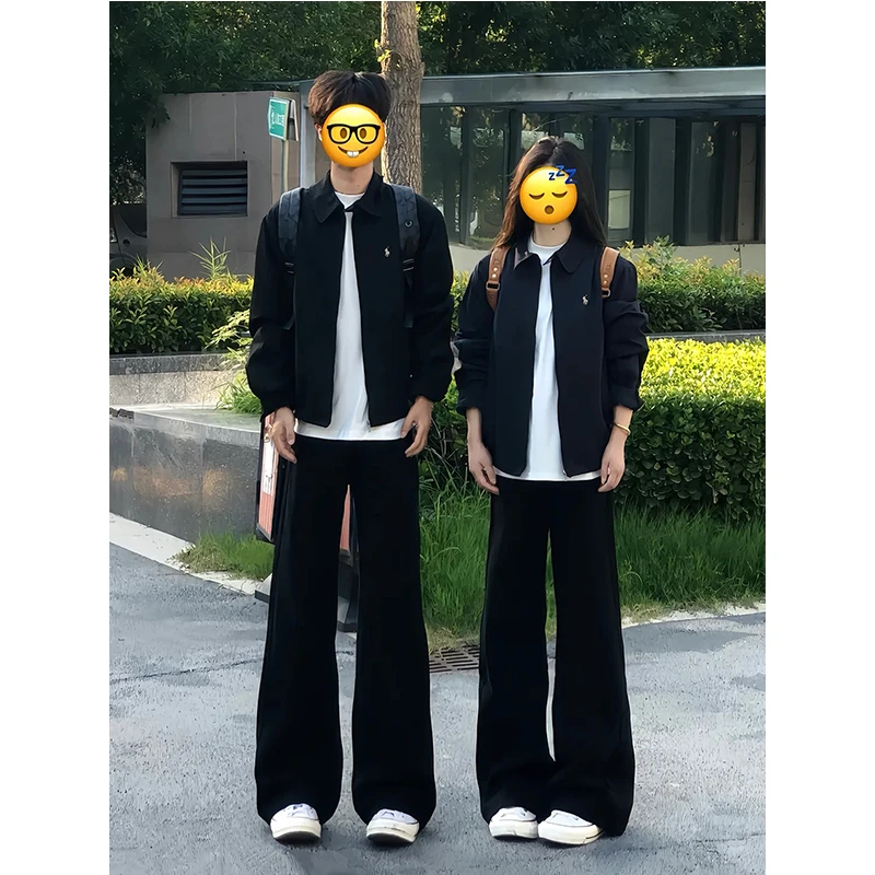 黑色cleanfit微喇牛仔裤男款美式高街vibe风格情侣裤子显瘦直筒裤