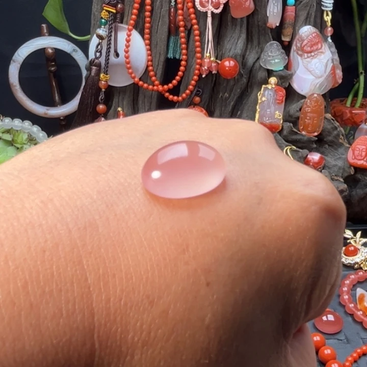 南红玛瑙未镶嵌珠宝奇石冰粉戒面2.7克