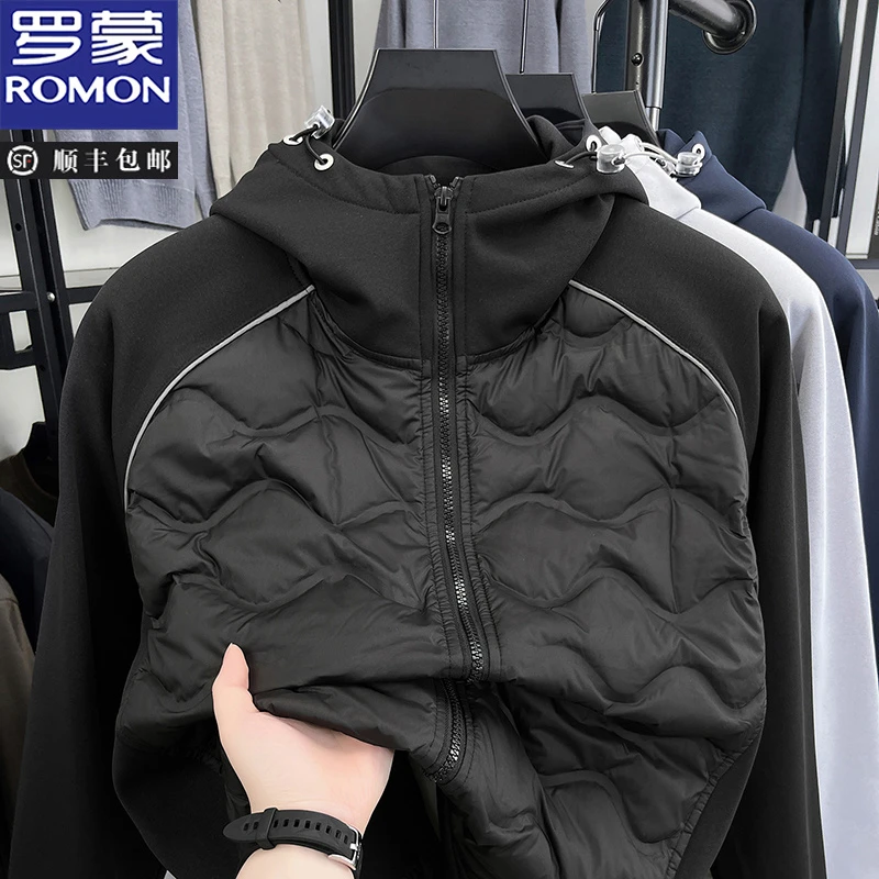罗蒙【90鸭绒】秋冬连帽羽绒服男士时尚舒适潮流痞帅百搭保暖外套