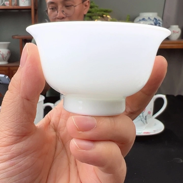 柴窑素胎小压手杯杯