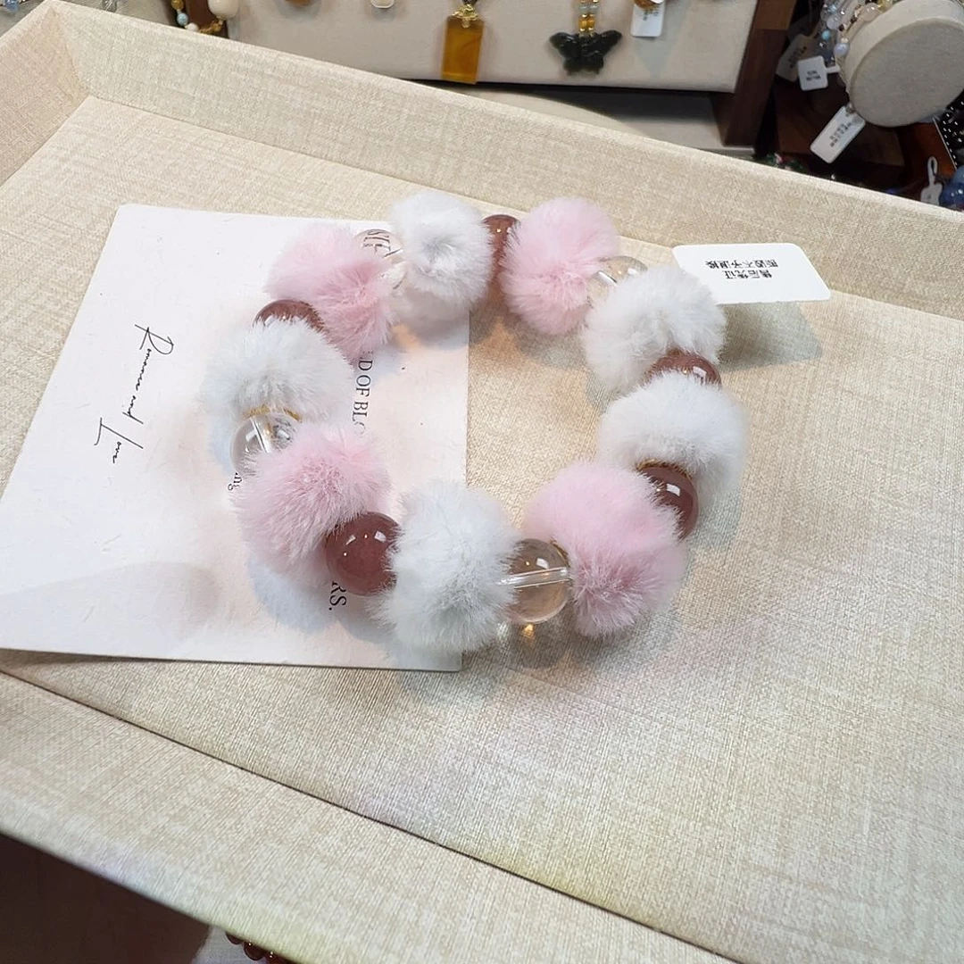 未镶嵌水晶手链草莓晶白水晶毛毛