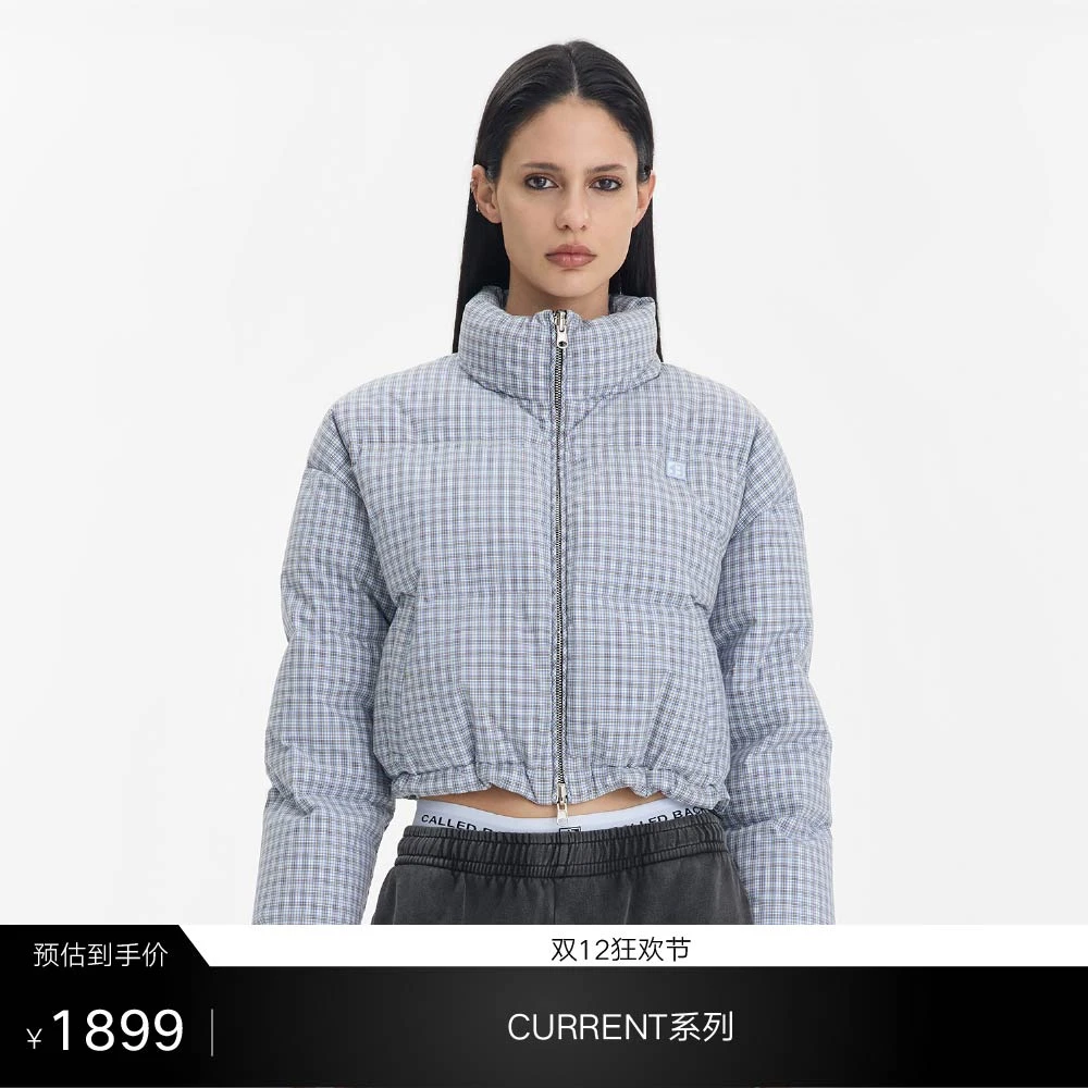 CALLED BACK秋冬新款休闲保暖时尚百搭蓝白格羽绒服