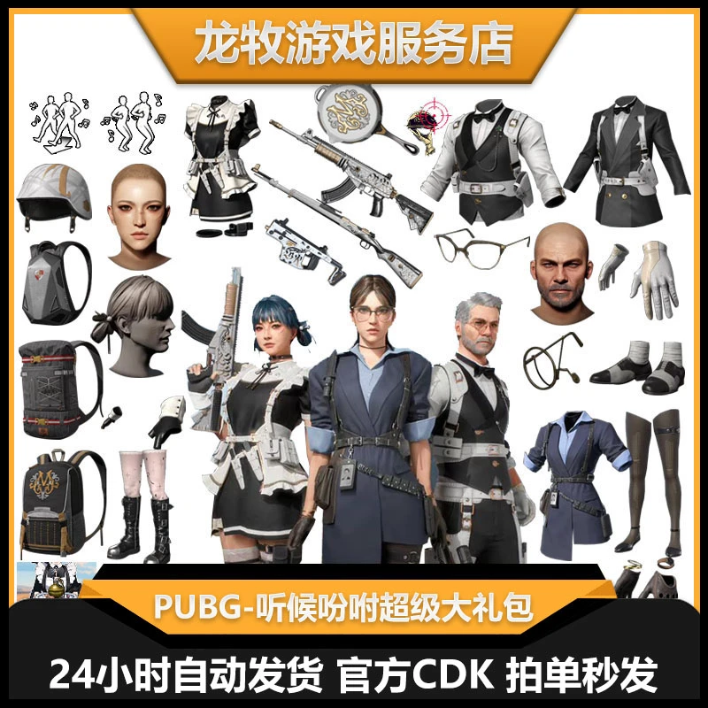 绝地求生PUBG皮肤听候吩咐女仆猎手武器套装cdk兑换码G币包【月付】