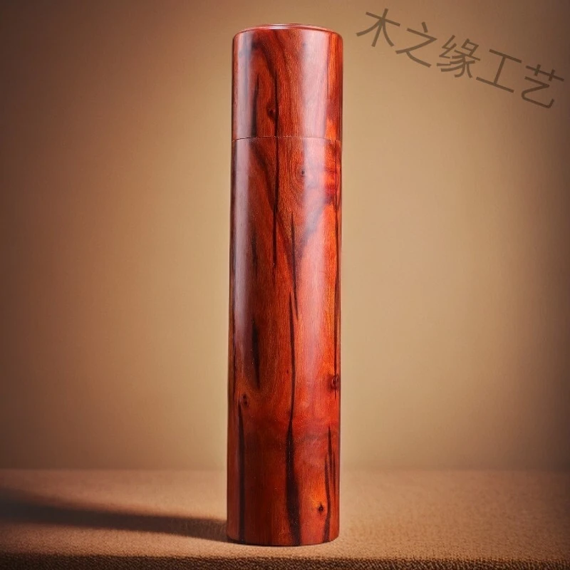 小叶紫檀实木画筒纯手工一木镂空制作复古香熏老料竹制禅意工艺品