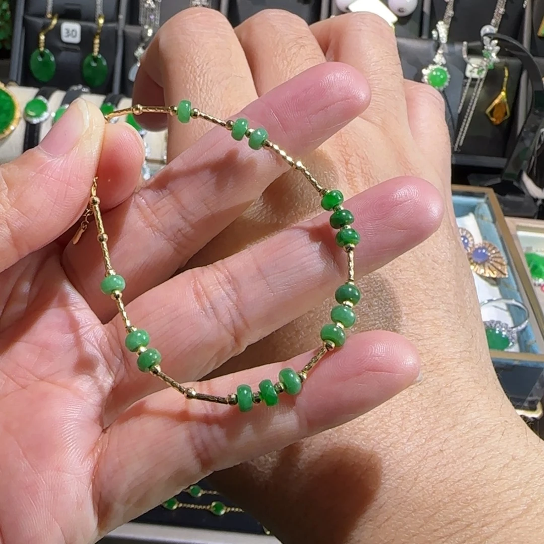 翡翠18K金镶嵌颈饰手链