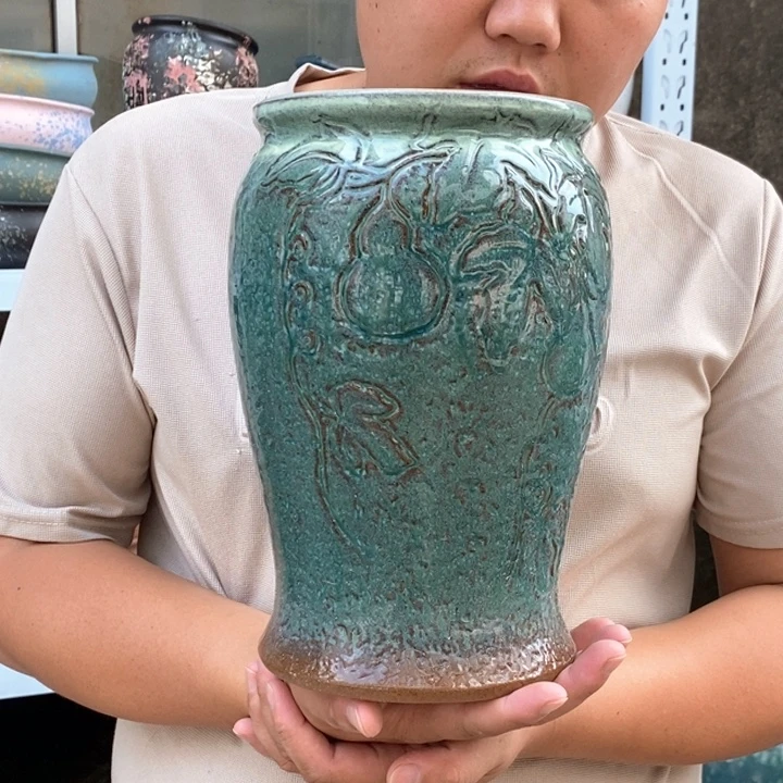紫砂花盆口16高25瑕疵