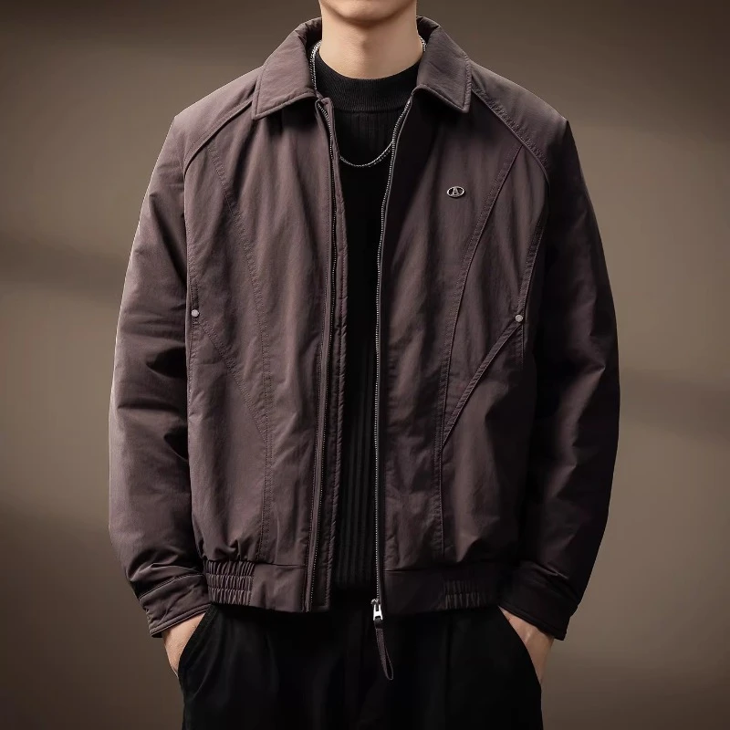 高端解构分割设计感白鸭绒羽绒服男冬季新款轻盈保暖翻领工装外套